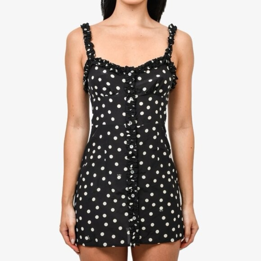 Realisation Par Black and White Polka Dot Silk Dress